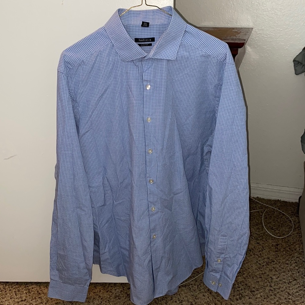 Van Heusen Blue/White Small Check Dress Shirt